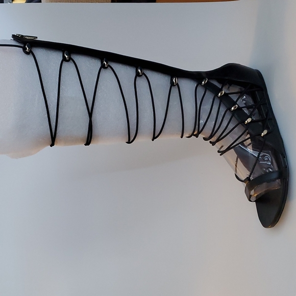 Gladiator Sandals Black and Silver, US 6 - Picture 3 of 7